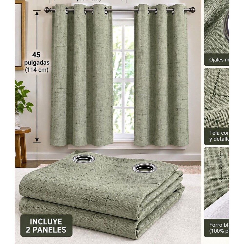 H.VERSAILTEX Blackout Curtain Panels 42" x 45" Green Grommet Top Set of 2